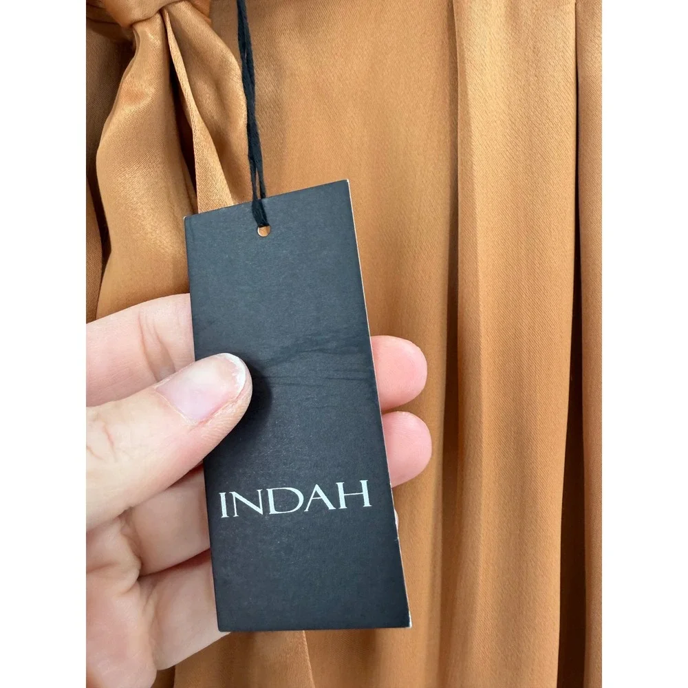 NWT Indah Agent S Pants Womens Small Honey Viscose‎ Pleated Tie Waist Boho Chic
